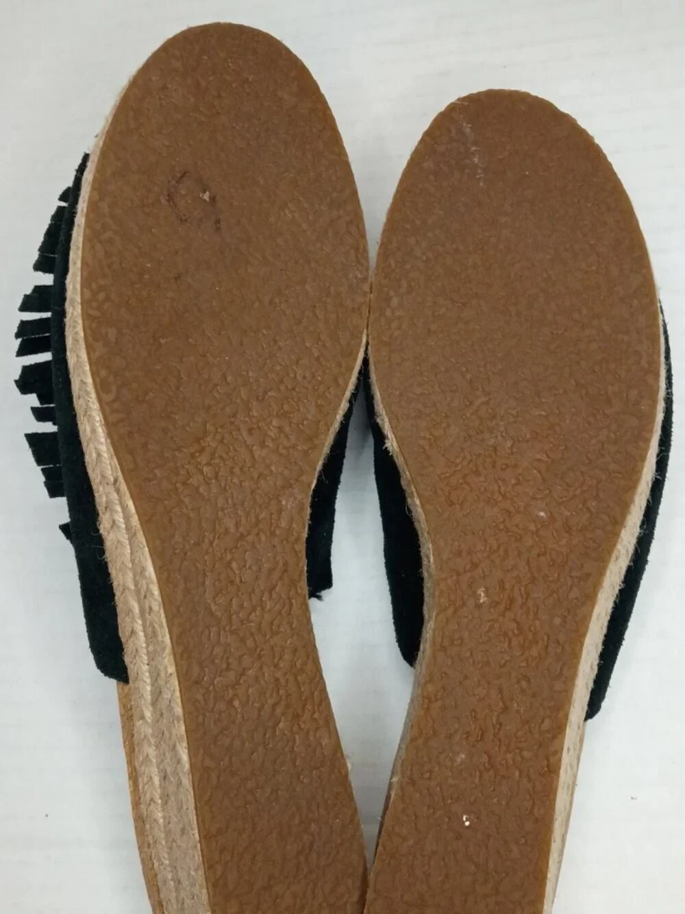 UGG Danes Black Suede Fringe Espadrille Wedge Slides Women’s Size 7